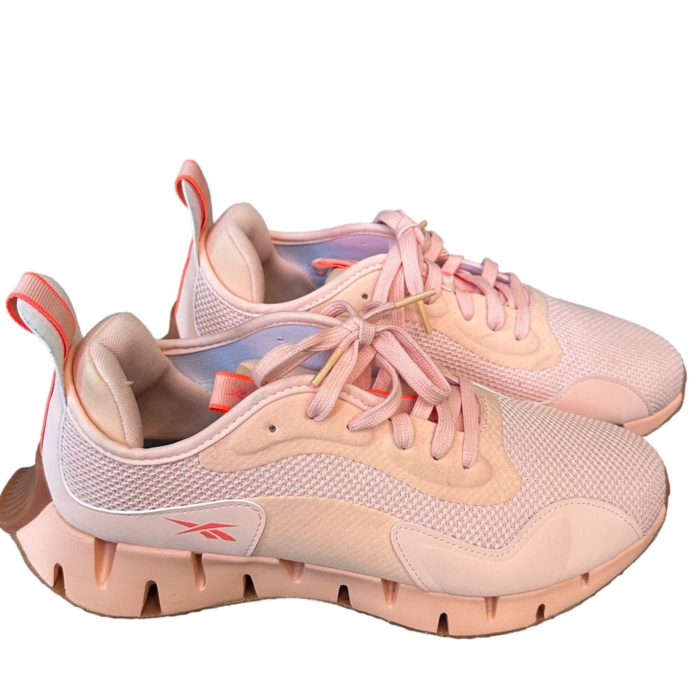 Reebok Womens Ortholite Zig Dynamica Sneakers Athletic Shoes Orange Peach Sz 11